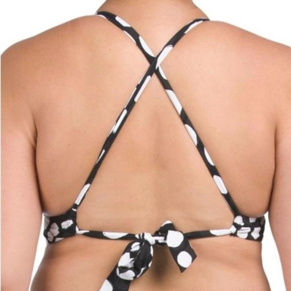 La Blanca NWT Sz 18W V Neck Plus Mod Polka Dot Bikini Top - Picture 3 of 6
